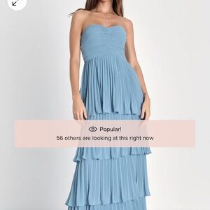 Elegant Blue Strapless Maxi Dress